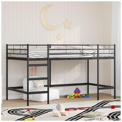 Struttura del letto loft per bambini Nero 107 x 200 cm Acciaio - Foto 2