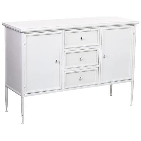 Credenza In Metallo Bianco Con 2 Ante E 3 Cassetti 120x41x80h Cm - Foto 1