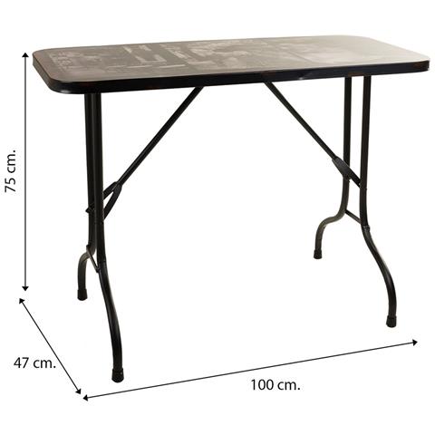 Tavolo Rettangolare In Metallo Nero 100x47x75h - Foto 6