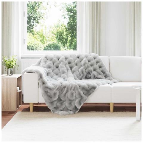 Coperta antiscivolo in finta di coniglio Olite Grigio - Foto 2