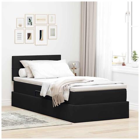Letto con Contenitore con materasso Nero 90 x 190 cm Velluto - Foto 2