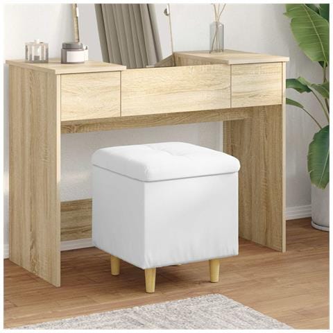 Pouf contenitore Bianco 40 x 40 x 45 cm Pelle sintetica - Foto 2