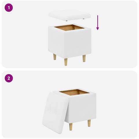Pouf contenitore Bianco 40 x 40 x 45 cm Pelle sintetica - Foto 9