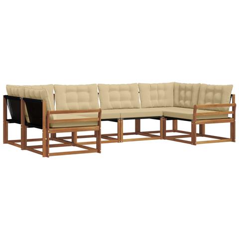 Set di divani da esterno con cuscino 6 pcs Naturale e Beige - Foto 1