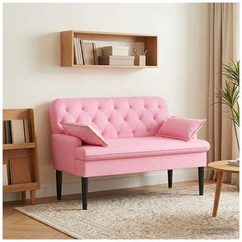 Loveseat con bottoni imbottiti Rosa 111 x 68 x 80 cm Tessuto - Foto 2