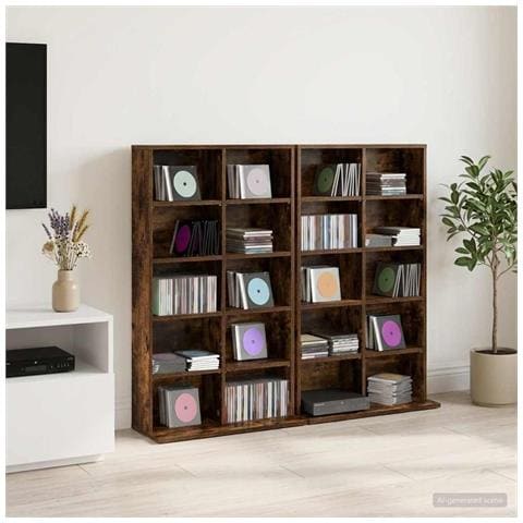 Mobile per CD 2 pz Rovere Fumo 65 x 23,5 x 97,5 cm - Foto 2