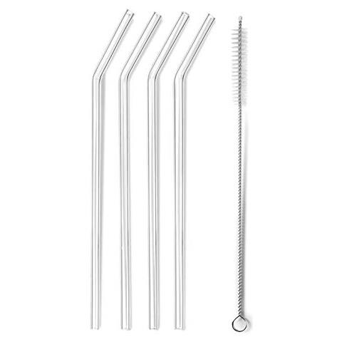 Set di 4 cannucce + spazzolino, in vetro, 21,5 cm - Foto 1