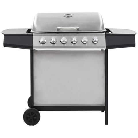Barbecue Griglia A Gas 6 Fornelli Acciaio Inossidabile Argento - Foto 2