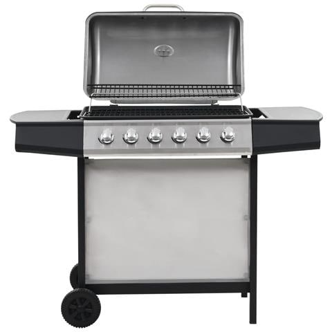 Barbecue Griglia A Gas 6 Fornelli Acciaio Inossidabile Argento - Foto 1