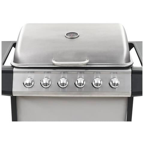 Barbecue Griglia A Gas 6 Fornelli Acciaio Inossidabile Argento - Foto 10