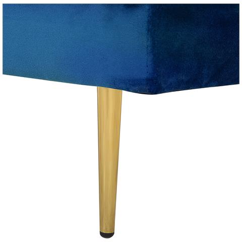 Chaise Longue In Velluto Blu Marino Destra Miramas - Foto 25