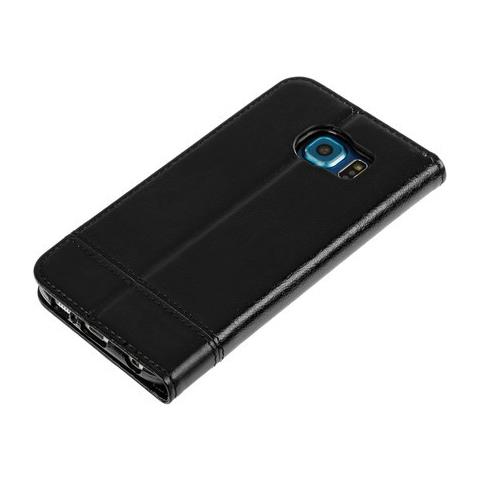 Wallet Folio Case, Cover A Libro - Samsung Galaxy S6 - Nero - Foto 2