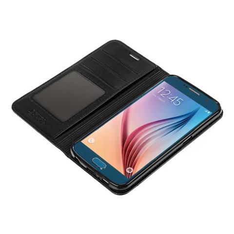 Wallet Folio Case, Cover A Libro - Samsung Galaxy S6 - Nero - Foto 3