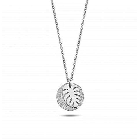 Co88 - Collana Con Foglia E Ciondolo Martellato, 70 Cm - Foto 1