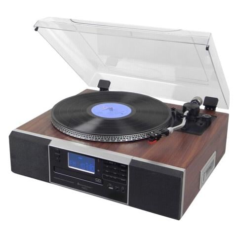 Giradischi PL900 Lettore / Masterizzatore CD Ingresso USB Radio FM colore Marrone - Foto 1