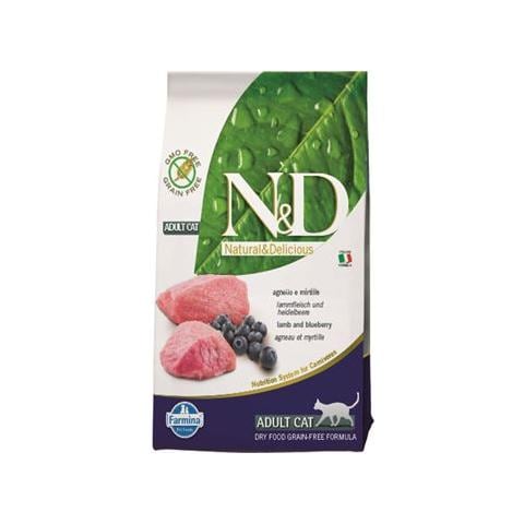 Cibo per gatti N&D Grain Free Feline Adult Agnello e Mirtillo 5 kg - Foto 1