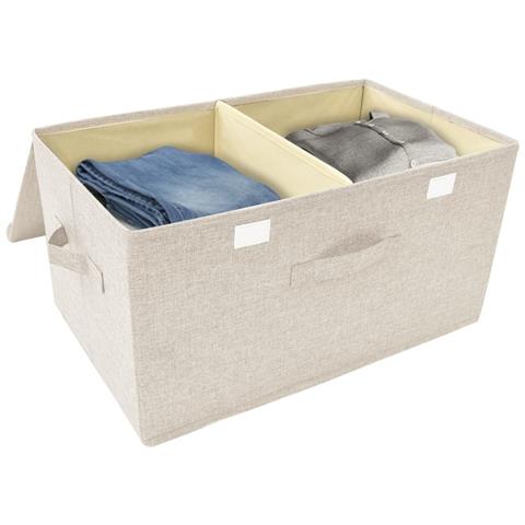 Scatola Portaoggetti in Tessuto 50x30x25 cm Crema - Foto 2