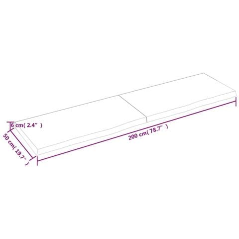 Piano Tavolo Marrone 200x50x (2-6) cm Rovere Massello Trattato - Foto 2