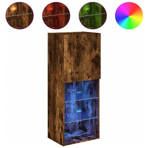 Mobile Tv Con Luci Led Rovere Fumo 40,5x30x102 Cm - Foto 2