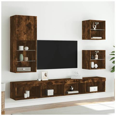 Mobile Tv Con Luci Led Rovere Fumo 40,5x30x102 Cm - Foto 3