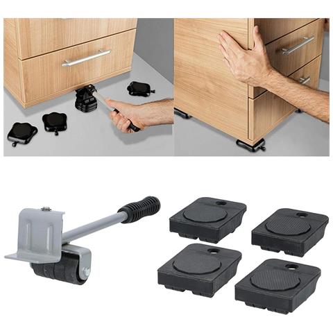 Set Ruote Sposta Mobili Pesanti Con Asta Cambio Sollevamento Divano Tavolo - Foto 1