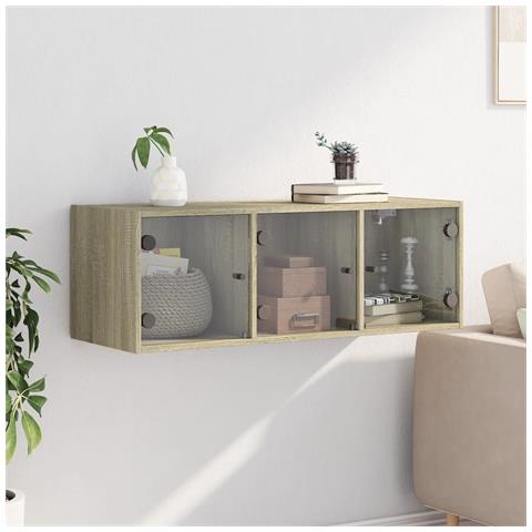 Mobile A Muro Con Ante In Vetro Rovere Sonoma 102x37x35 Cm - Foto 3