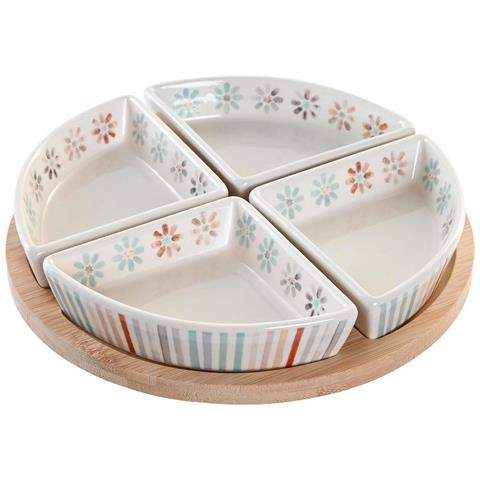Vassoio Per Aperitivi Dkd Home Decor 21,5 X 21,5 X 1 Cm Multicolore Gres - Foto 1