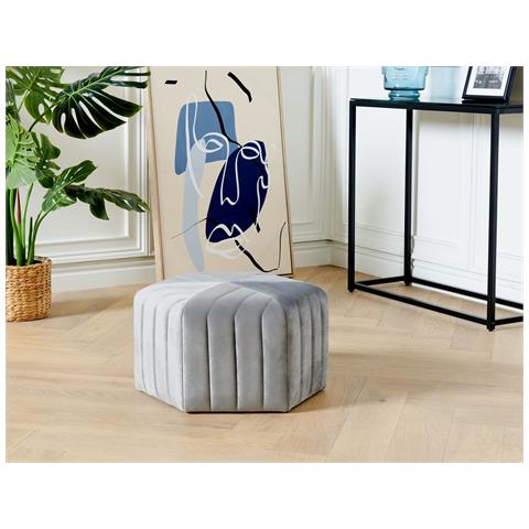 Pouf Murietta Velluto Grigio Chiaro - Foto 1