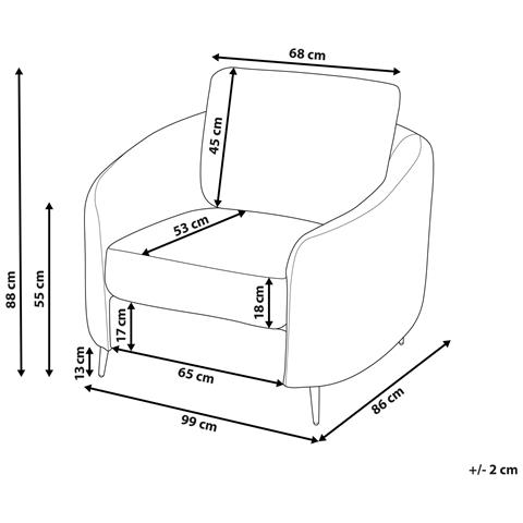 Poltrona Tessuto Beige Chiaro Trosa - Foto 7