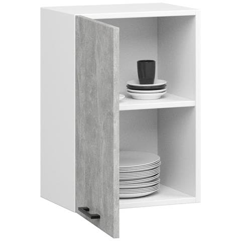 Mobile da cucina pensile OLIWIA, 1 anta, 50x30x58 cm, Colore Bianco e Grigio Cemento - Foto 2