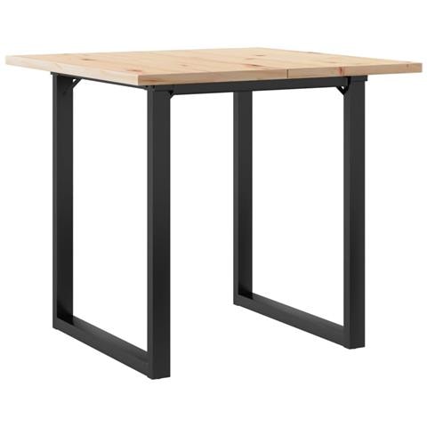 Tavolo Da Pranzo Telaio A O 80x80x75,5 Cm Massello Pino E Ghisa - Foto 2