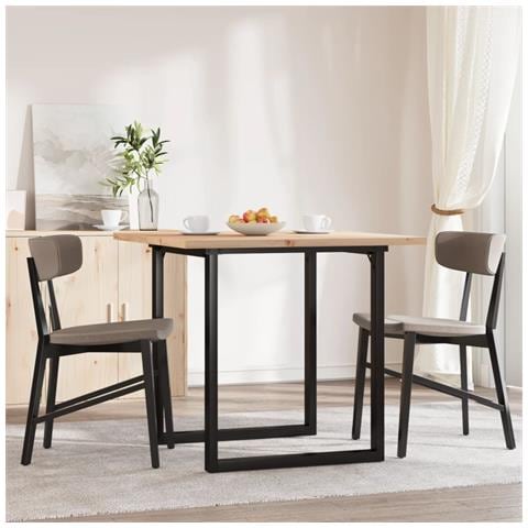 Tavolo Da Pranzo Telaio A O 80x80x75,5 Cm Massello Pino E Ghisa - Foto 3
