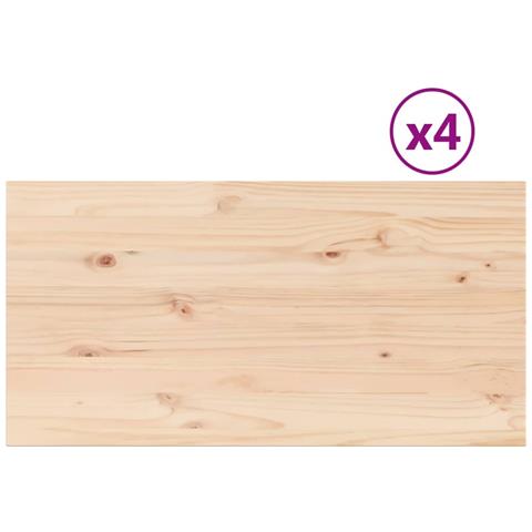 Piani Tavolo 4 Pz 100x50x2,5cm Rettangolare Legno Massello Pino - Foto 2