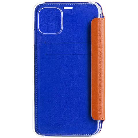 Custodia Per Iphone 11 Pro In Pelle Con Retro Trasparente E Portacarte, Arancione - Foto 2