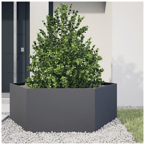Fioriera da Giardino Antracite Esagono 138x120x45 cm in Acciaio - Foto 9