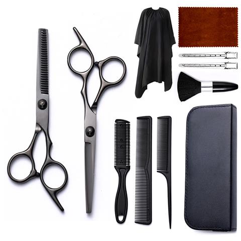 Set Di Forbici Professionali Per Tagliare I Capelli - 12 Pezzi Black - Foto 1