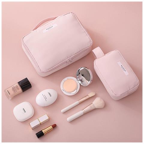 Borsa Cosmetica Portatile In Tessuto Oxford, Organizer Da Viaggio Per Il Trucco Pink - Foto 2