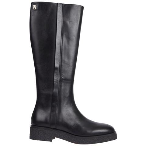 Crepe Look Longboot Stivaletti Pelle Scarpe Donna Nero Eu 38, Fw0fw07492 Bds - Foto 1