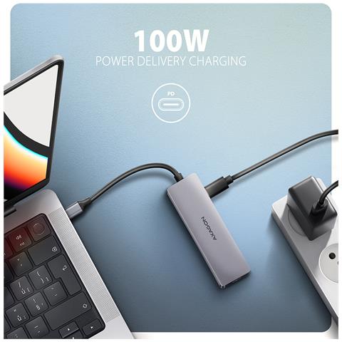 HMC-5H60 replicatore di porte e docking station per laptop Cablato USB 3.2 Gen 1 (3.1 Gen 1) Type-C Grigio - Foto 2