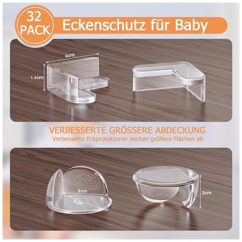 Coperture Trasparenti In Silicone Per Neonati, Set Da 32 Pezzi - Protezione Sicura Per Angoli - Foto 2