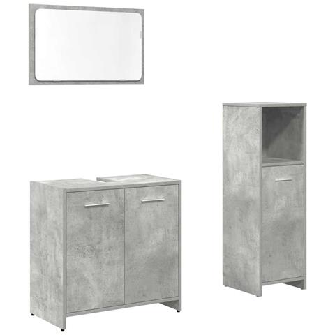 Set Mobili Da Bagno 3 Pz Grigio Cemento In Legno Multistrato - Foto 2