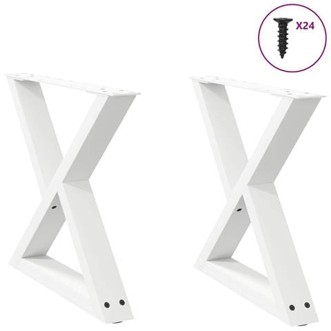 Gambe Per Tavolino 2 Pz Bianco 50x(42-43,3) Cm In Acciaio - Foto 1