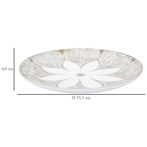 Vassoio Fiore 3 - Bianco - Poliresina - 35,5x35,5x4,4 Cm - Foto 6