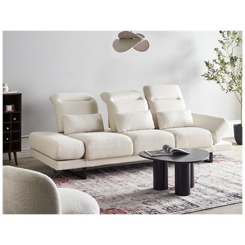 Divano 3 Posti Ikast Tessuto Bianco Sporco - Foto 1