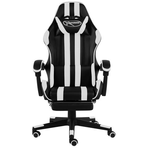 Lusso Casadino - Sedia Da Gaming Con Poggiapiedi Nera E Bianca In Similpelle - Foto 1