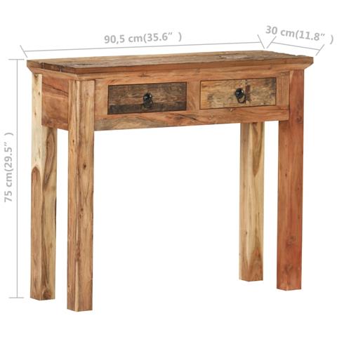 Lusso Casadino -  Tavolo Consolle 90,5x30x75cm In Legno Di Acacia E Di Recupero - Foto 8