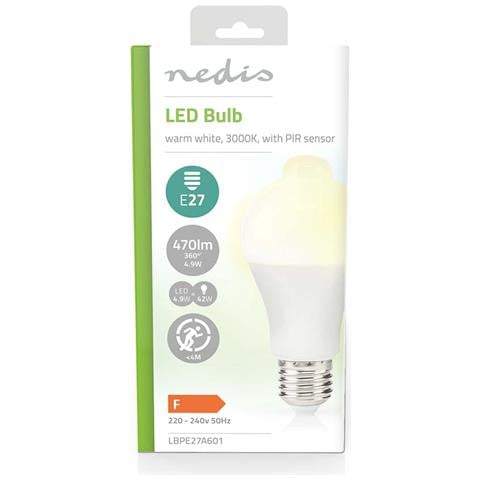 Lampadina Led E27 A60 4,9w 470lm 3000k Smerigliata Con Sensore Di Movimento, Bianco - Foto 2