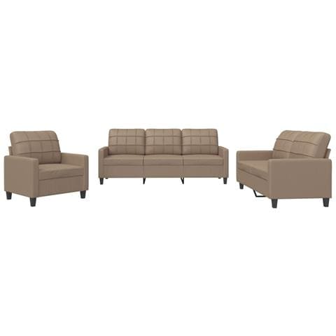 Set di Divani 3 pz con Cuscini cappuccino in Similpelle - Foto 1