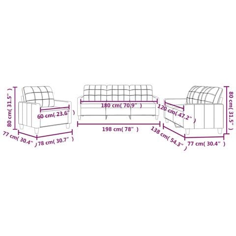 Set di Divani 3 pz con Cuscini cappuccino in Similpelle - Foto 8