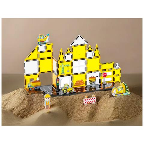 Set Di Costruzioni Magnetiche Per Bambini Tema Cantiere 47 Pezzi Solido - Foto 2